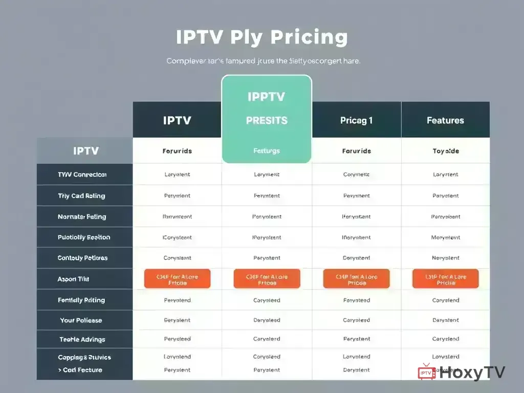 Comparison chart of HoxyTV pricing plans